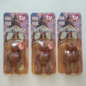 Ty McDonald's Teenie Beanie Britannia Bears LOT Of 3 Tag Error RETIRED